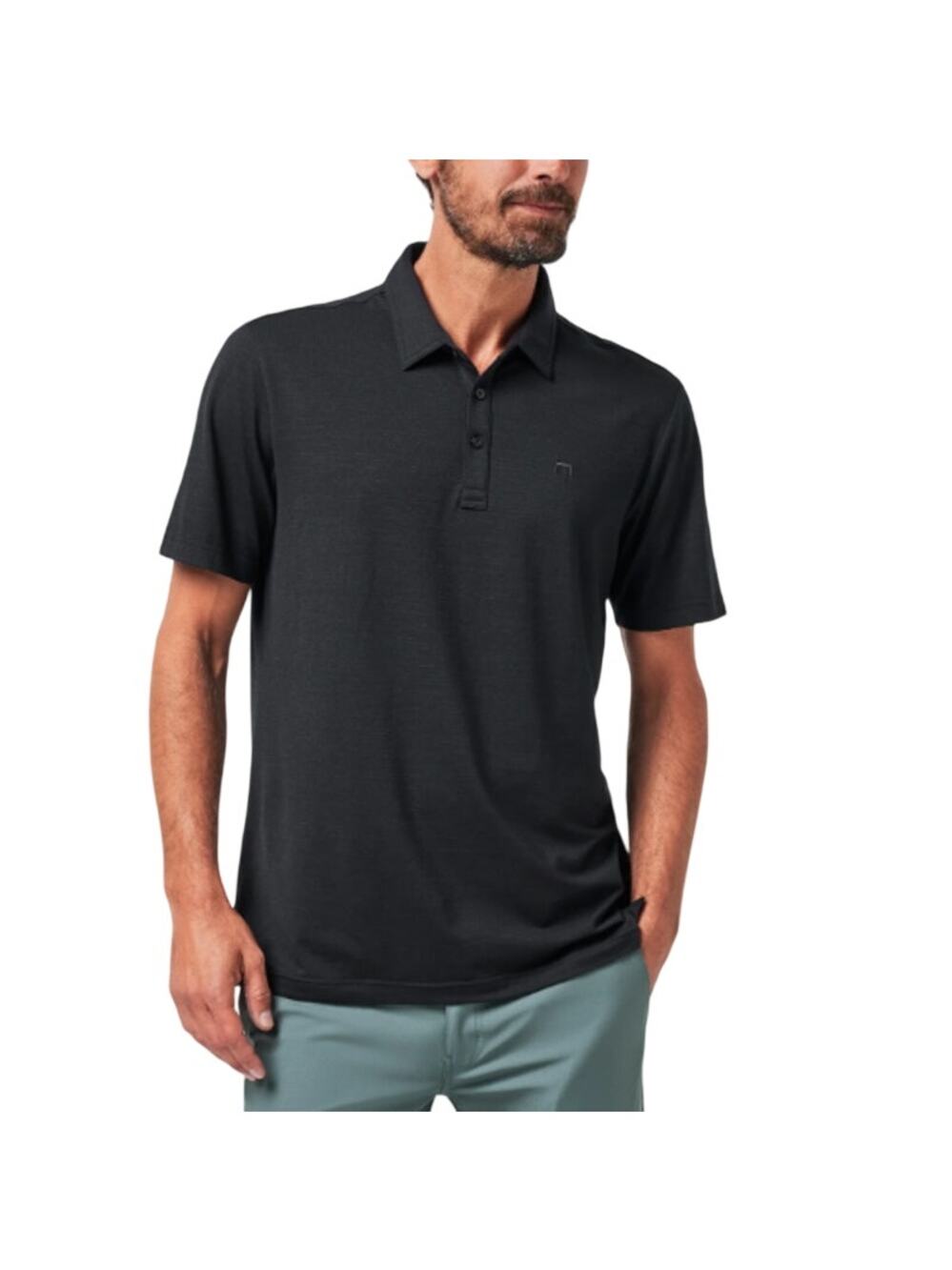 Travis Mathew Men's Black The Heater Polo Shirt Size L